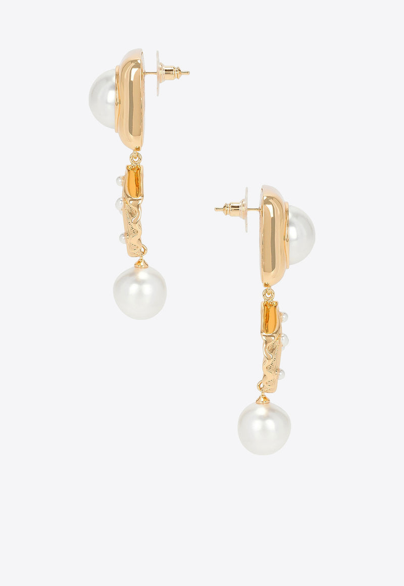 Self-Portrait Pearl Shell Earrings SS25-615E-GD_GOLD