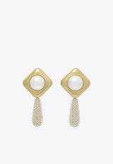 Self-Portrait Pearl Crystal Bar Earrings SS25-621E-GD_GOLD