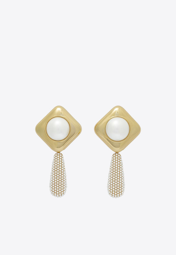 Self-Portrait Pearl Crystal Bar Earrings SS25-621E-GD_GOLD