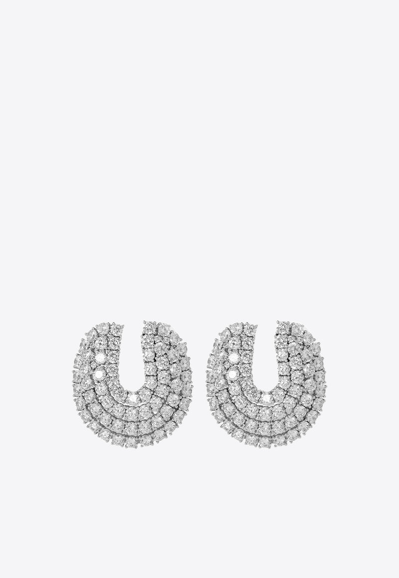 Self-Portrait Crystal Curved Earrings SS25-626E-SL_SILVER