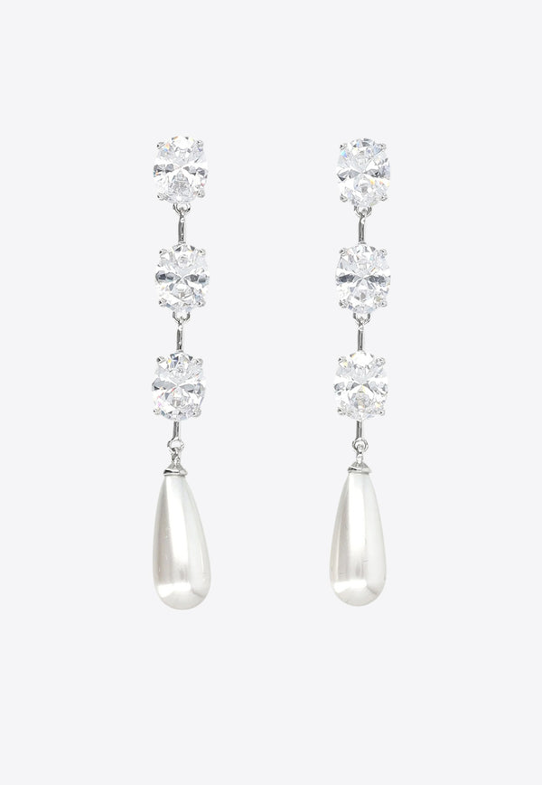 Self-Portrait Crystal Pearl Droplet Earrings SS25-636E-SL_SILVER