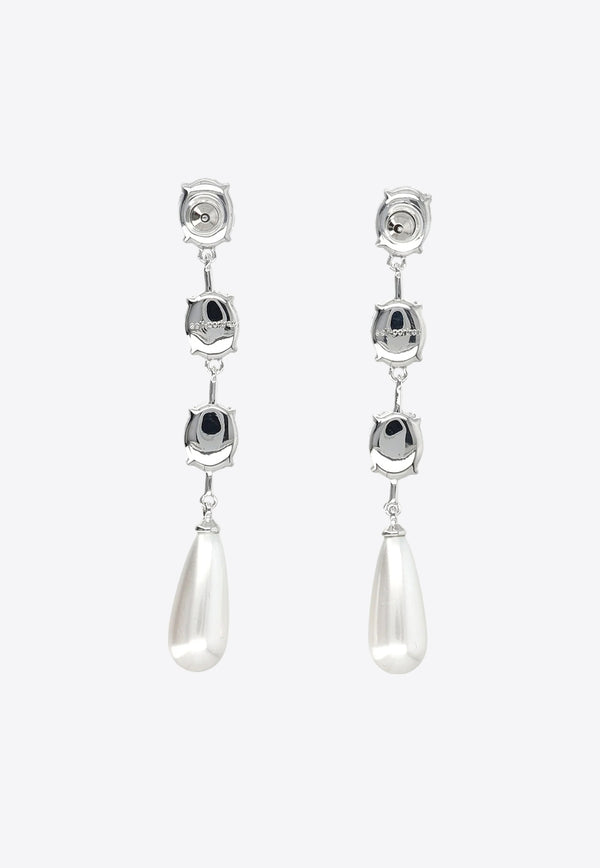 Self-Portrait Crystal Pearl Droplet Earrings SS25-636E-SL_SILVER