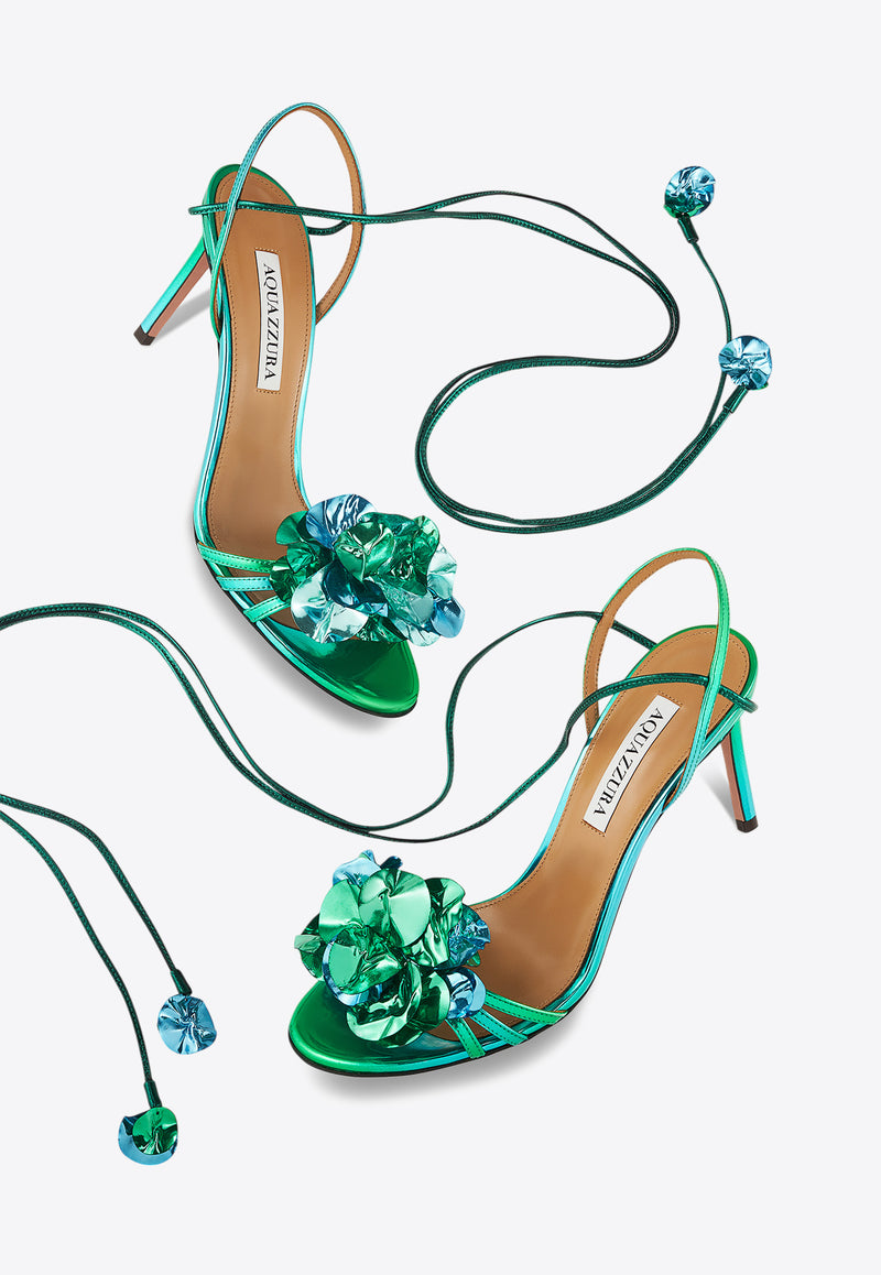 Aquazzura Summer Sun 85 Sandals in Metallic Leather SSNMIDS0-MFN-AQE