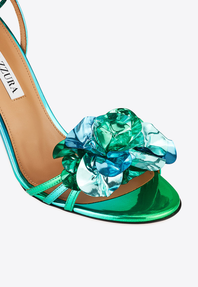 Aquazzura Summer Sun 85 Sandals in Metallic Leather SSNMIDS0-MFN-AQE