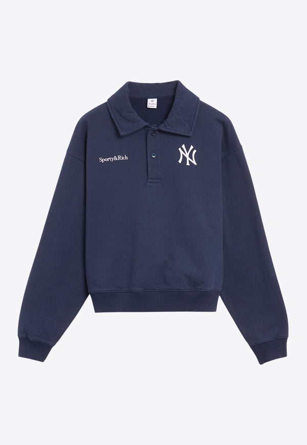 Sporty & Rich Yankees Serif Long-Sleeved Polo T-shirt Navy ST072505300BL32NAVY