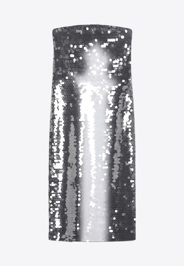 Sportmax Stemma Gradient Sequin Strapless Midi Dress Silver STEMMACO/Q_SPORM-005
