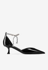 Jimmy Choo Stevie 50 Crystal-Embellished Pumps in Patent Leather STEVIE 50 PAT BLACK Black