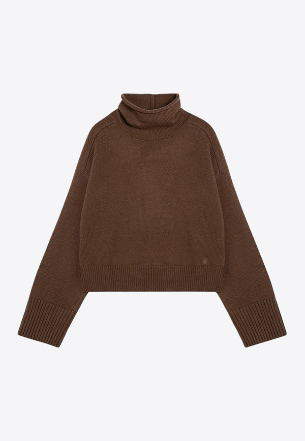 Loulou Studio Stintino Turtleneck Cropped Sweater Brown STINTINOWO/P_LOULO-MO