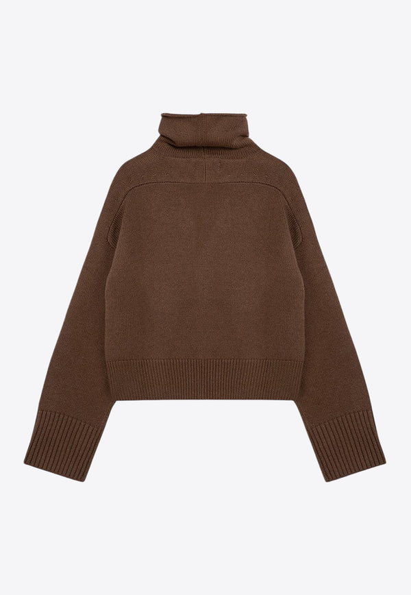 Loulou Studio Stintino Turtleneck Cropped Sweater Brown STINTINOWO/P_LOULO-MO