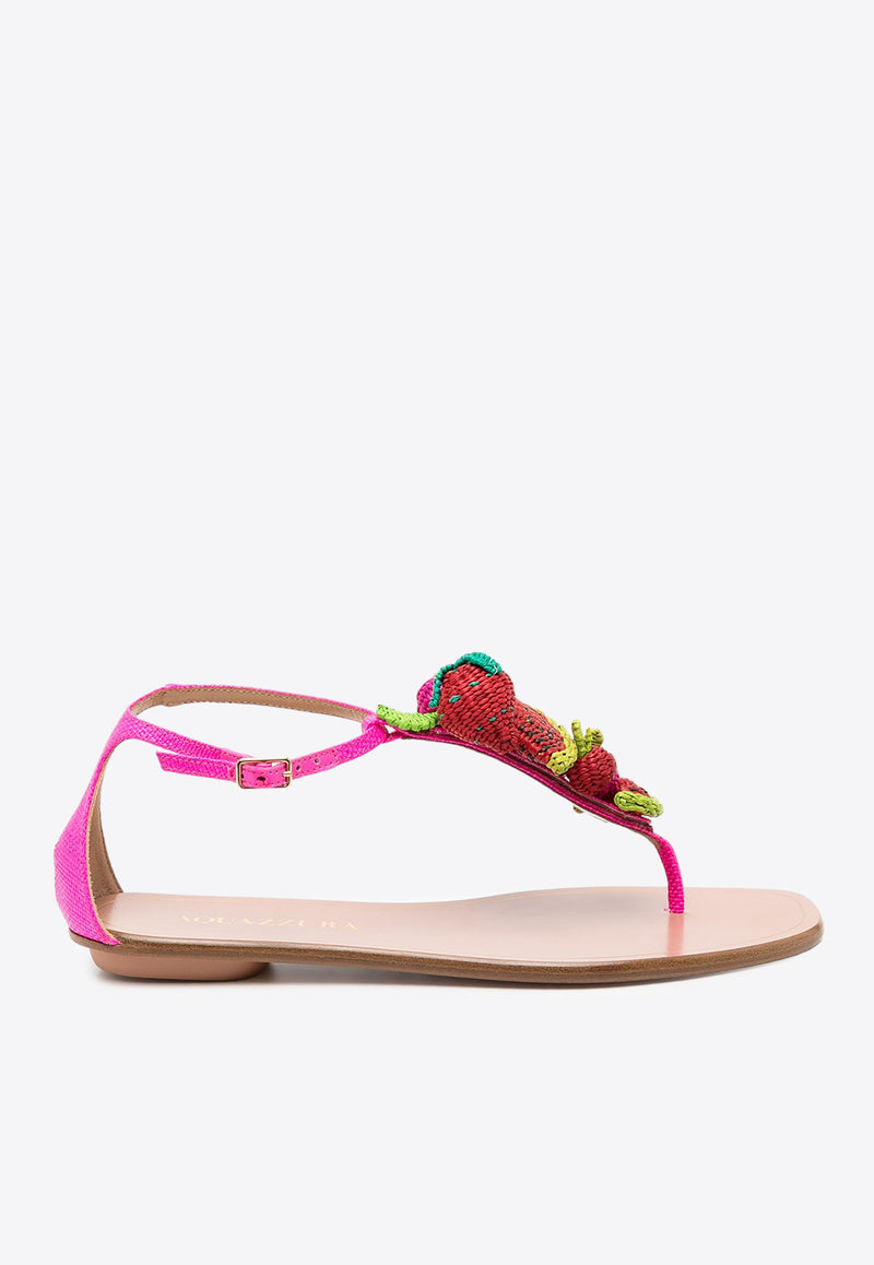 Aquazzura Strawberry Punch Flat Thong Sandals Pink STWFLAS0_WVR_UPK
