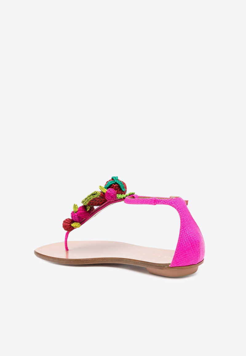 Aquazzura Strawberry Punch Flat Thong Sandals Pink STWFLAS0_WVR_UPK