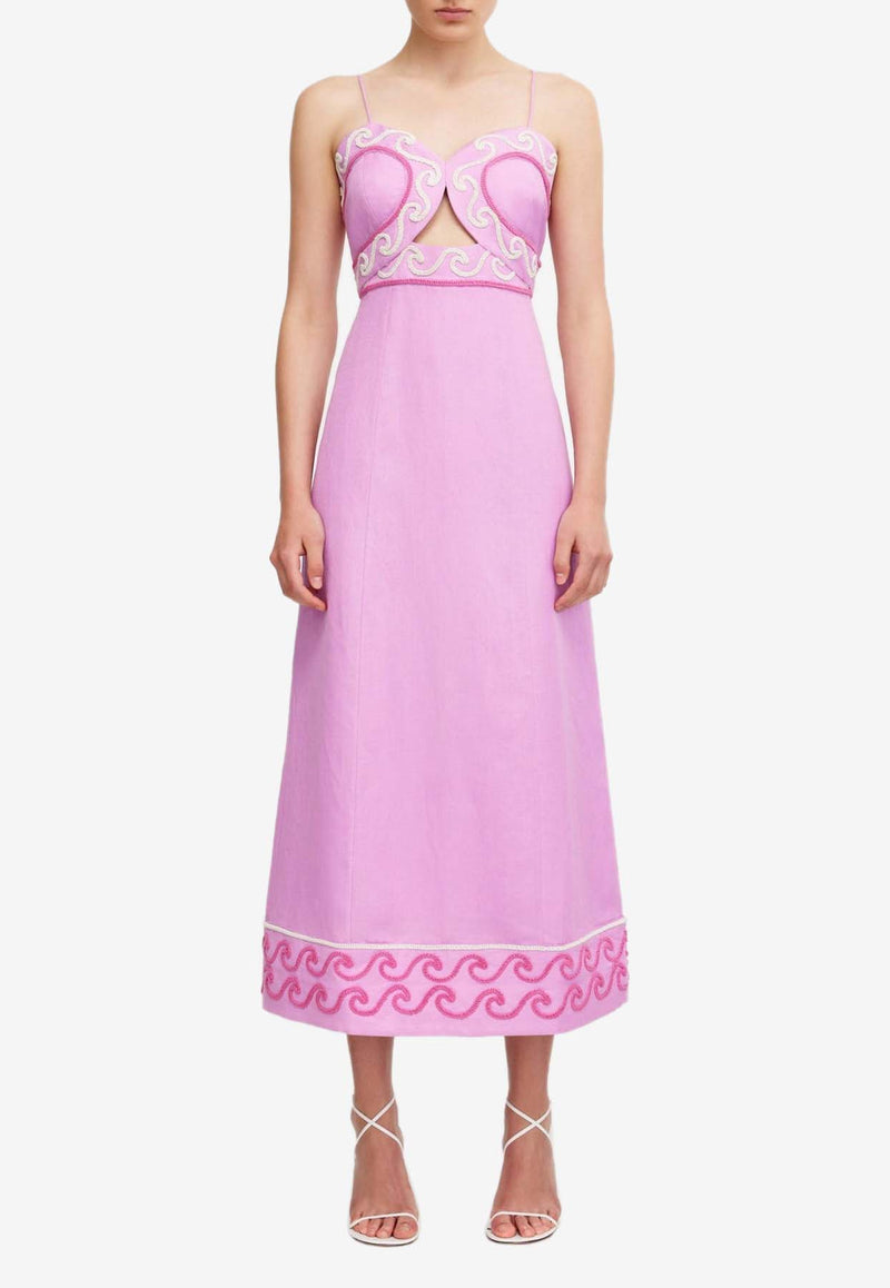 Significant Other Nara Embroidered Midi Dress Mauve SU2404100D-TAFFYPINK