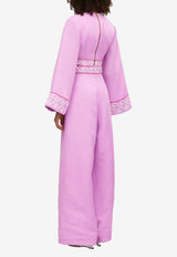 Significant Other Nara Embroidered Wide-Leg Pants Mauve SU2404103P-TAFFYPINK