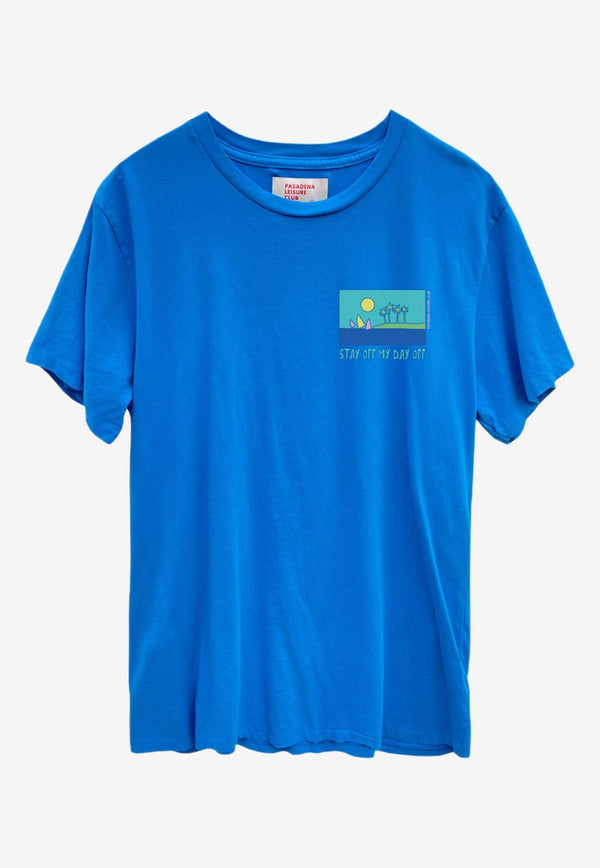 Pasadena Leisure Club Stay Off Printed Crewneck T-shirt Blue SU24T02BLUE