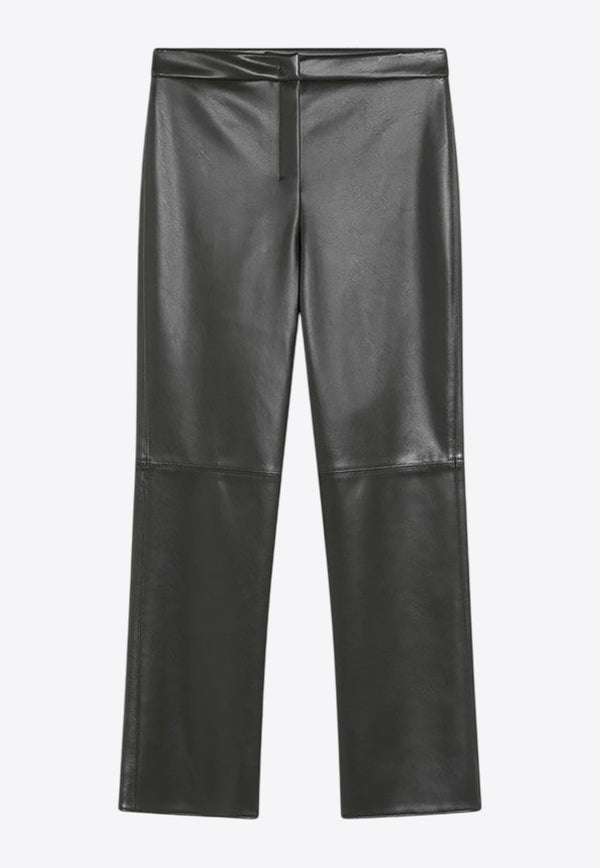 S Max Mara Faux-Leather Cropped Pants Dark Green SUBLIMEEL/R_MAXS-002