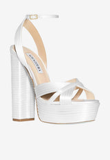 Aquazzura Sundance 140 Bridal Platform Sandals White SUDHIGBR-SATFFF WHITE