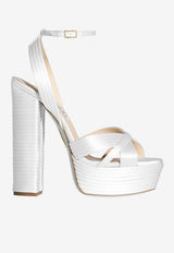 Aquazzura Sundance 140 Bridal Platform Sandals White SUDHIGBR-SATFFF WHITE