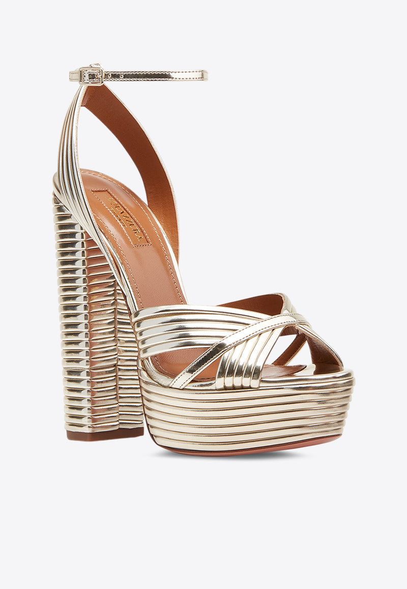 Aquazzura Sundance 140 Crystal-Embellished Platform Sandals SUDHIGS0-LAM-FD5