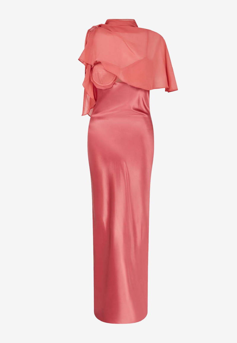 Paris Georgia Suki Satin Maxi Dress and Cape Pink SUKD001-PLM_PINK