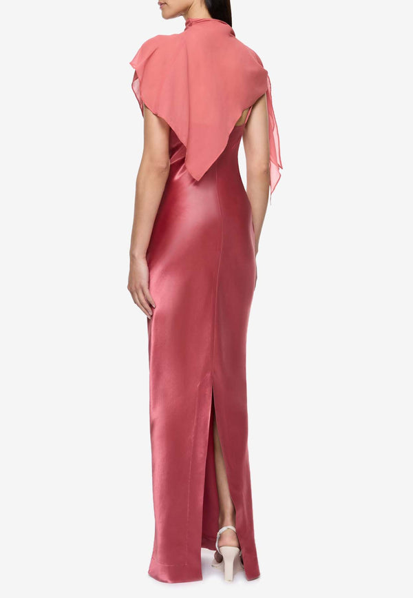 Paris Georgia Suki Satin Maxi Dress and Cape Pink SUKD001-PLM_PINK