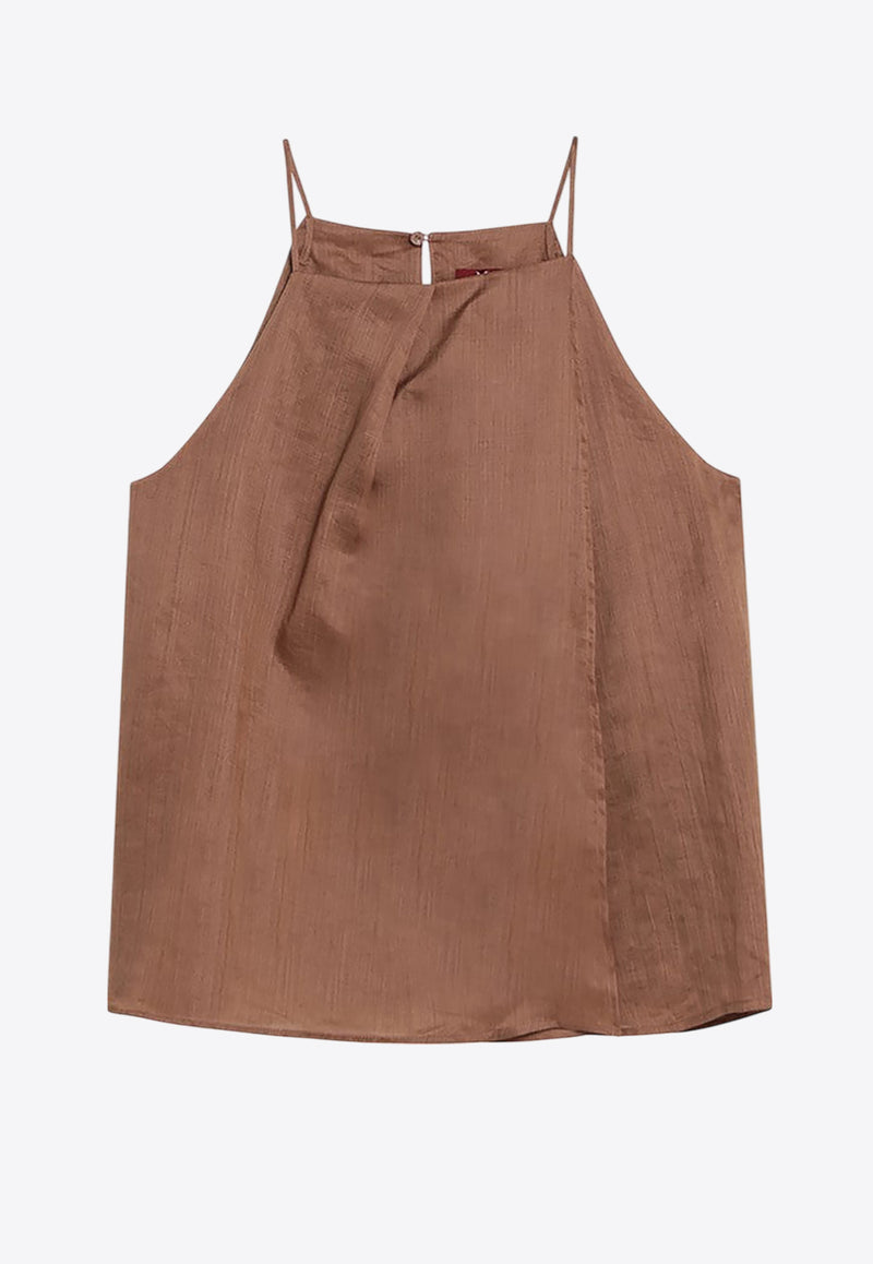 Max Mara Summer Square-Neck Gauze Top Brown SUMMERPL/Q_MAXMS-053