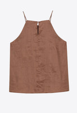 Max Mara Summer Square-Neck Gauze Top Brown SUMMERPL/Q_MAXMS-053