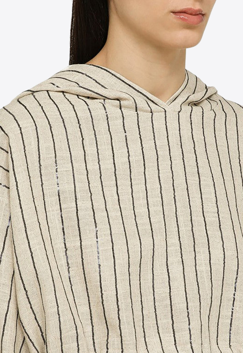 The Mannei Sunne Striped Cropped Hooded Sweatshirt SUNNEVI/O_MANNE-BE