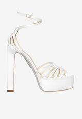Aquazzura Sweetheart 130 Cage Bridal Platform Sandals White SWHHIGBR-SATFFF WHITE