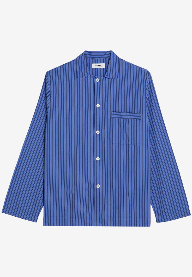 Tekla Striped Pajama Shirt Blue SWT-BSCO/P_TEKLA-BT