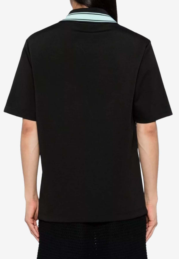 Casablanca Logo Embroidered Polo T-shirt Black MPF25JTP38101_BLACK