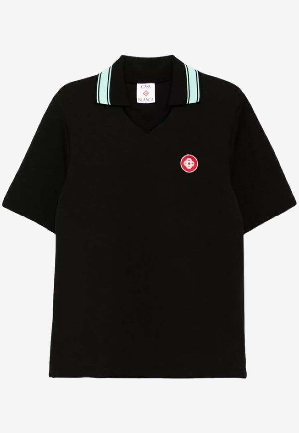 Casablanca Logo Embroidered Polo T-shirt Black MPF25JTP38101_BLACK