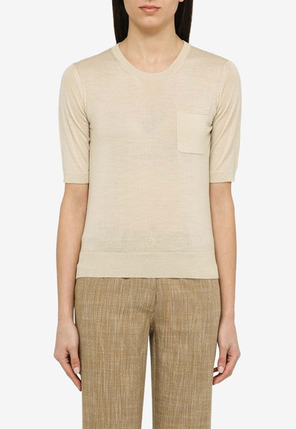 Roberto Collina Knitted Wool Knitted Top Beige