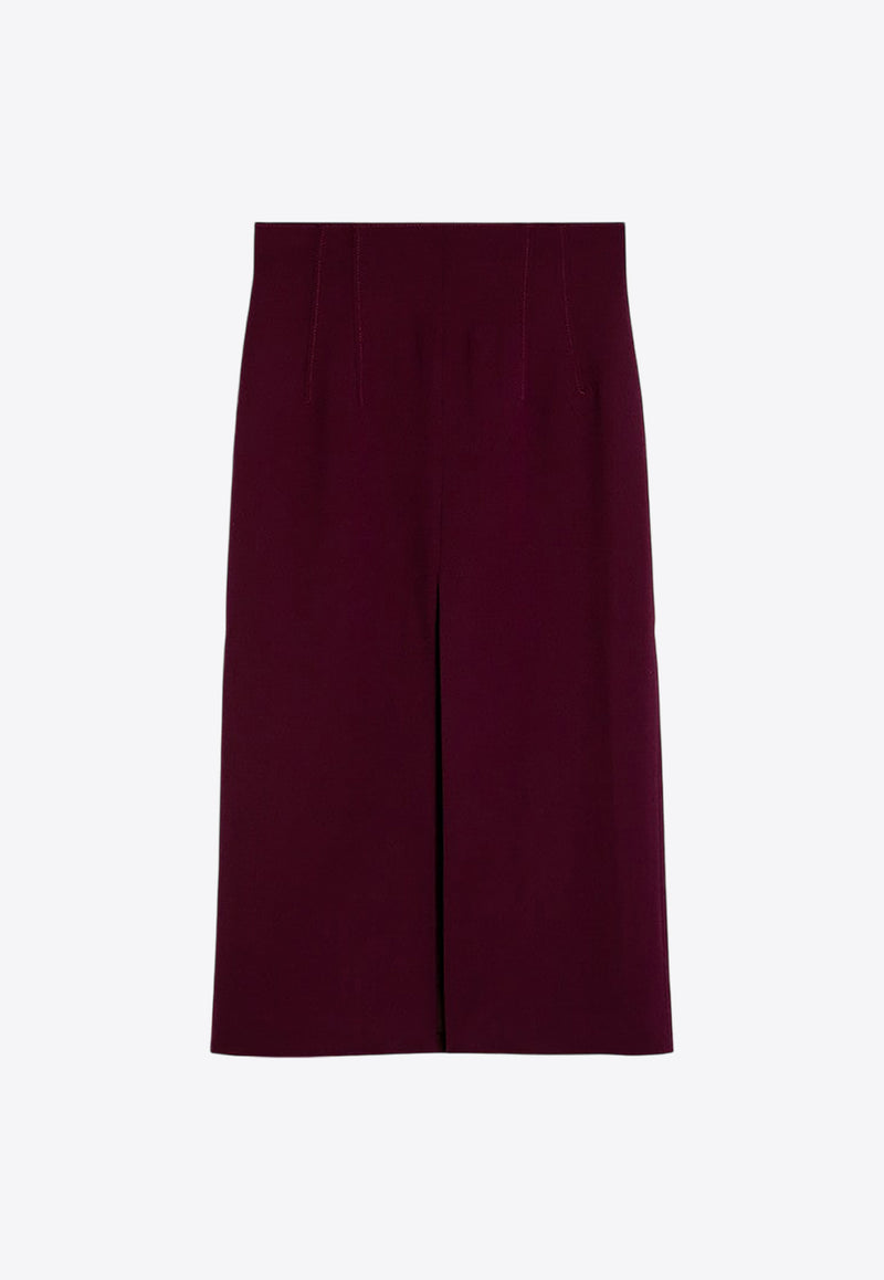 The Andamane Stephanie Wool-Blend Midi Skirt Burgundy T160315ATNW037/P_ANDAM-CA