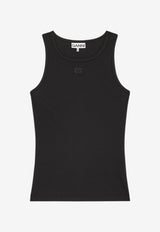 GANNI Ribbed Logo Tank Top Black T3898_BLACK