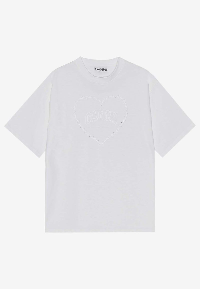 GANNI Embroidered Heart T-shirt White T4033WHITE