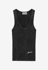 GANNI Ribbed Tank Washed Top Black T4225_BLACK