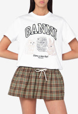 GANNI Animal Print T-shirt White T42373575/R_GAN-151