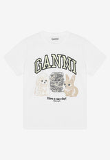 GANNI Animal Print T-shirt White T4237_WHITE