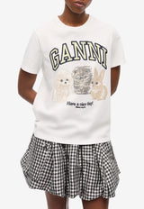 GANNI Animal Print T-shirt White T4237_WHITE