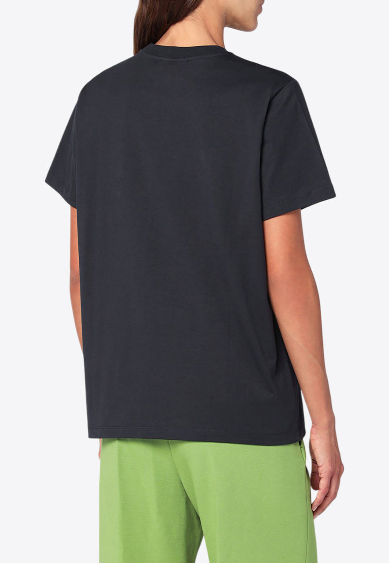 GANNI Rose Print Crewneck T-shirt Gray T43423575/R_GAN-252