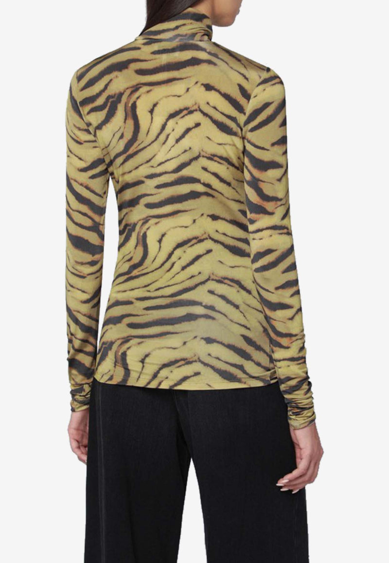 GANNI Zebra Print High-Neck Sweater Green T43823716/R_GAN-894