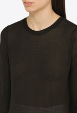 Roberto Collina Semi-Sheer Crewneck Sweater Black T52001T52/O_ROBER-09