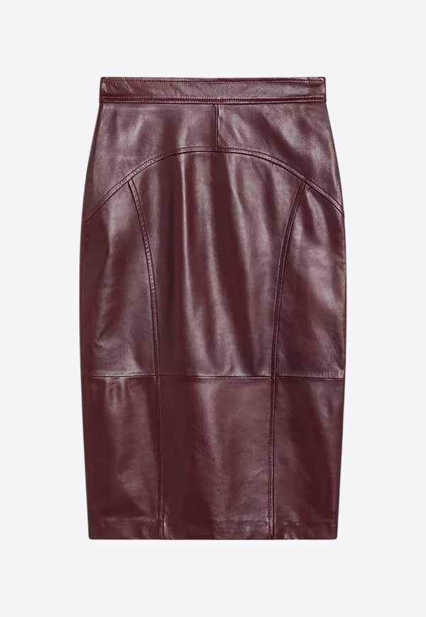 Max Mara Taiga Pencil Skirt in Nappa Leather Bordeaux TAIGALE/R_MAXMS-001