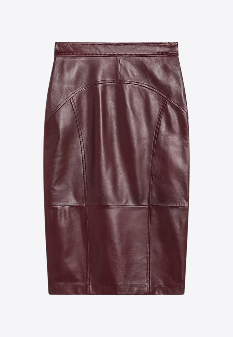 Max Mara Taiga Pencil Skirt in Nappa Leather Bordeaux TAIGALE/R_MAXMS-001