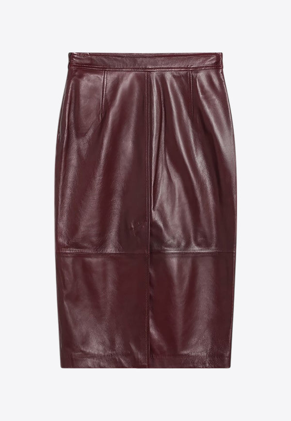 Max Mara Taiga Pencil Skirt in Nappa Leather Bordeaux TAIGALE/R_MAXMS-001