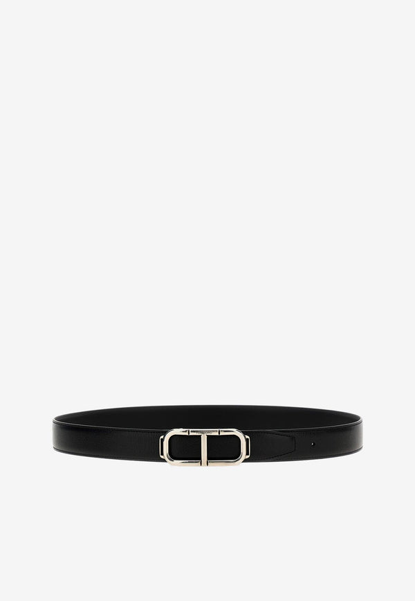 Tom Ford Logo Leather Belt TB297-LCL311Y 1N001 Black