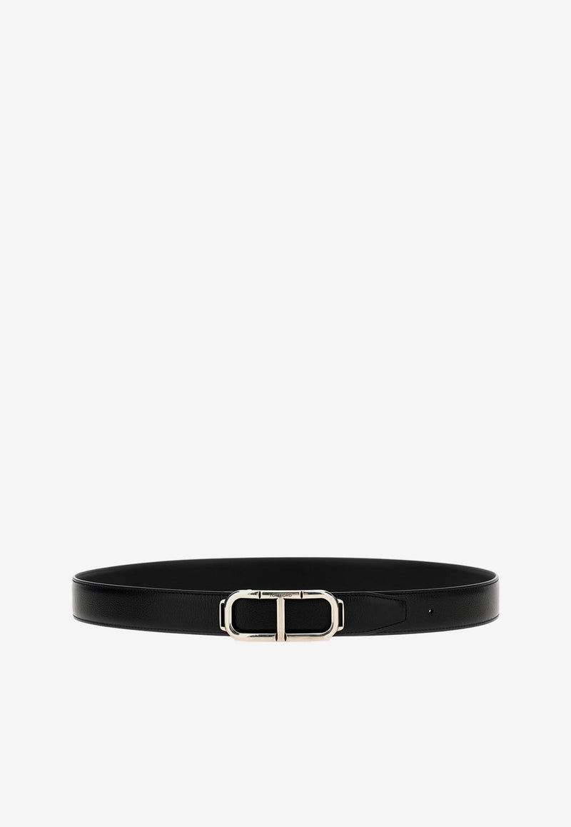 Tom Ford Logo Leather Belt TB297-LCL311Y 1N001 Black