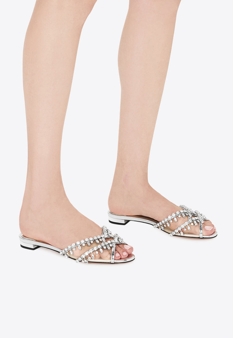 Aquazzura Temptation Crystal Flat Sandals TEMFLAS0-SYF-CCC