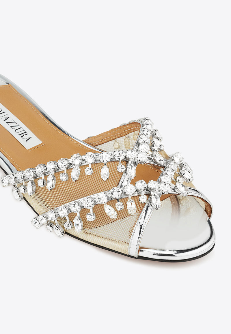 Aquazzura Temptation Crystal Flat Sandals TEMFLAS0-SYF-CCC
