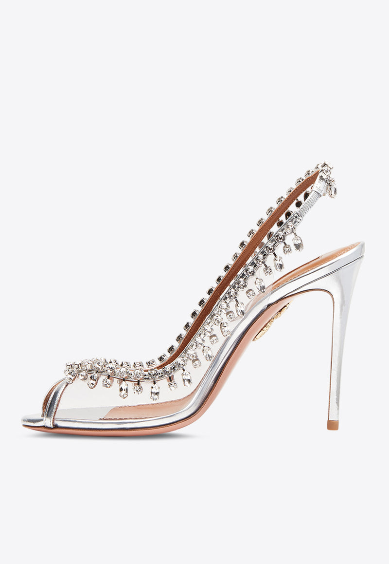 Aquazzura Temptation 105 Crystal-Embellished Sandals TEMHIGSC-SPP-CCC